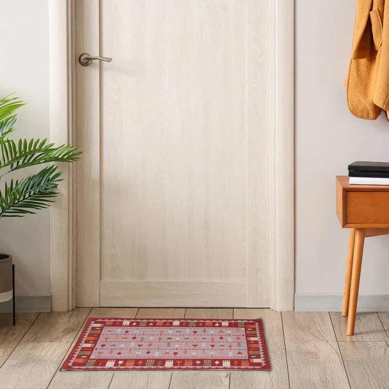Dralen Cotton Door Mats - Red, Pink media 4