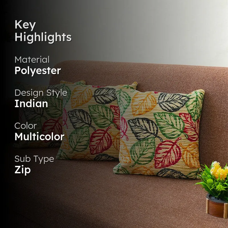 Squarecraft Cushion Cover (Yellow, Red) - Set Of Three media 2