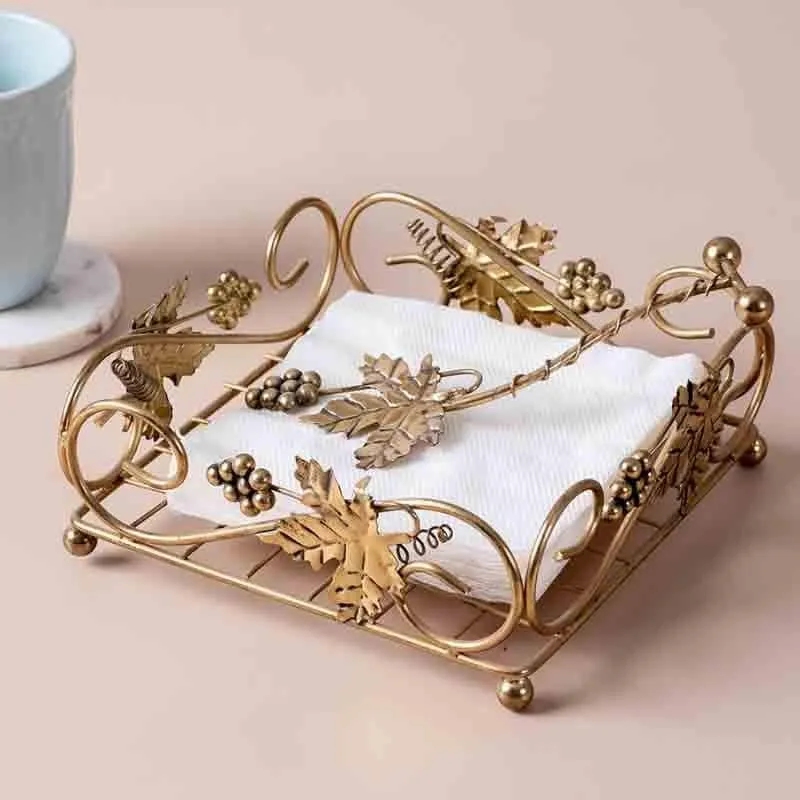 Elegant Gold Leaf Stainless Steel Tissue Holder media 5