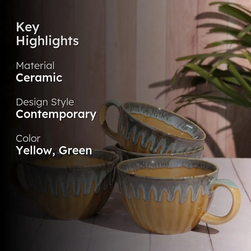Porcelli Ceramic Coffee Mug (300 mL Each) - Set of Four media 2