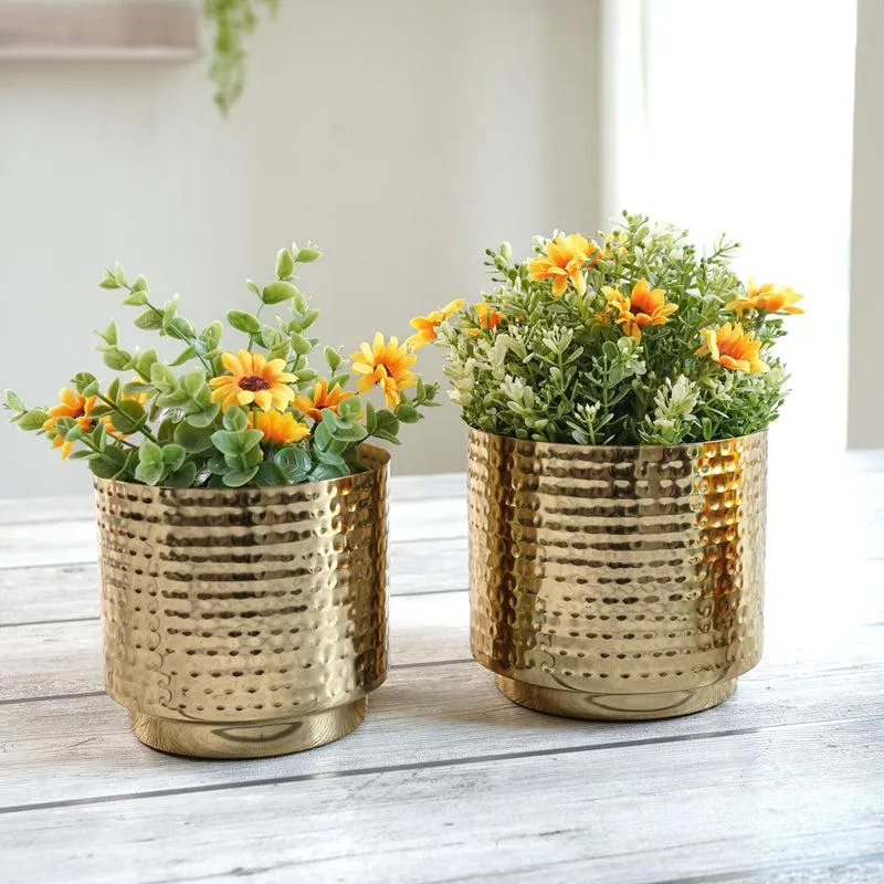 Nisya Hammered Planter - Set Of Two - 2