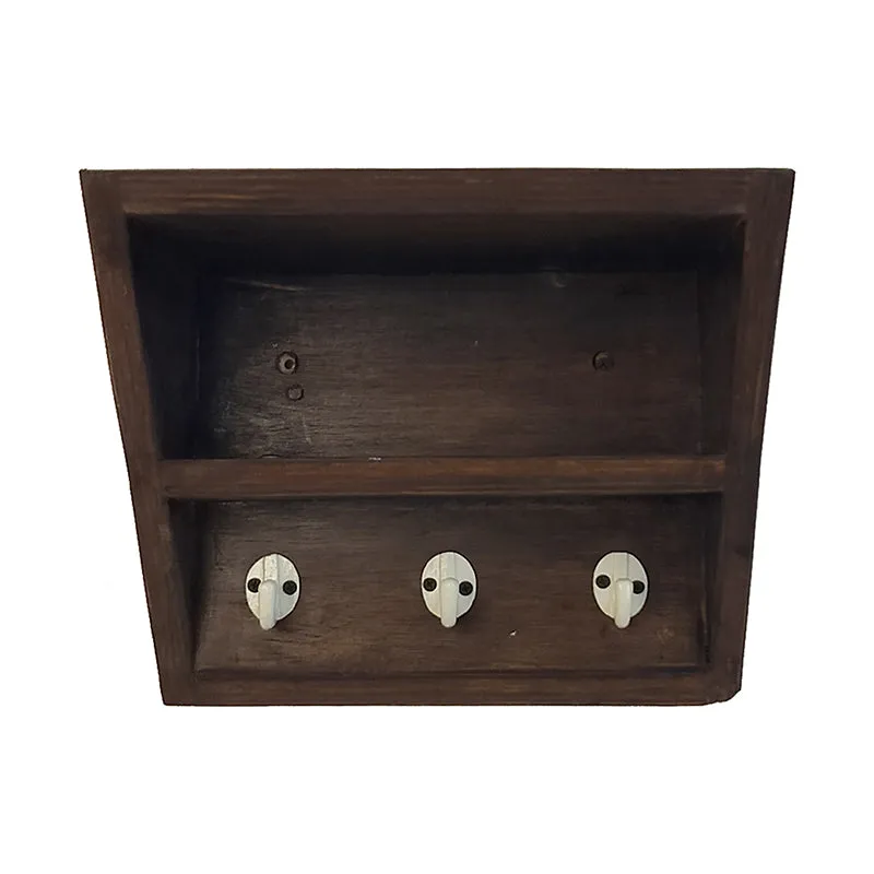 Birchline Wooden Wall Shelf Organiser with Key Holders media 6