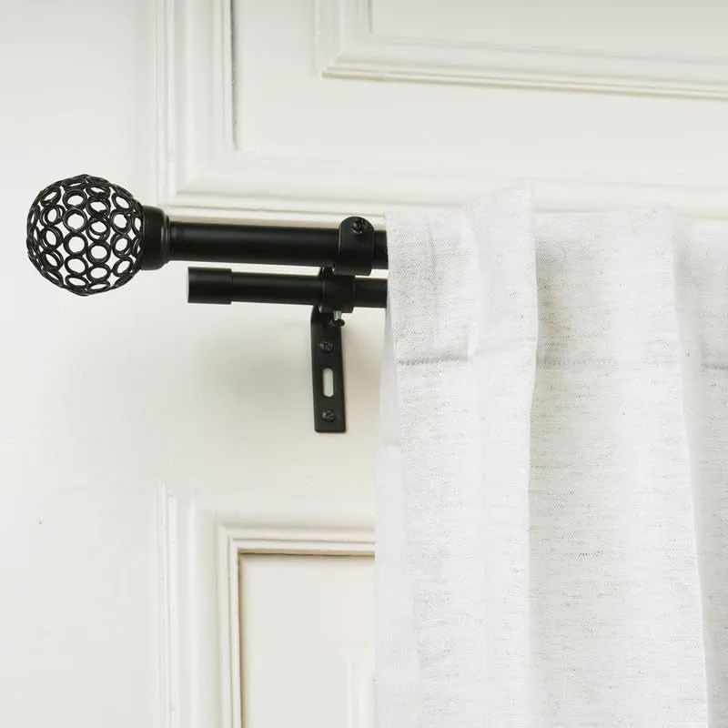 Filigrette Duo Extendable 1" Double Curtain Rod With Round Finial & Brackets media 1