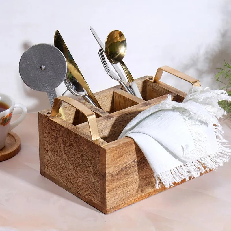 Simiya Mangowood Cutlery Holder media 1