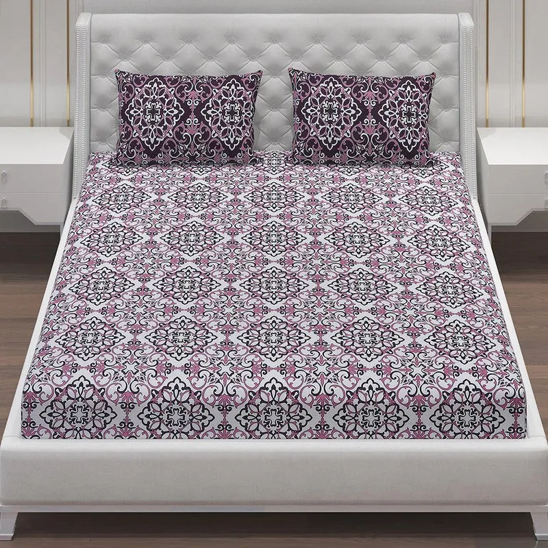 Monte Carlo Petal Aura Cotton Bedsheet (Brown,White) - 104 TC media 4