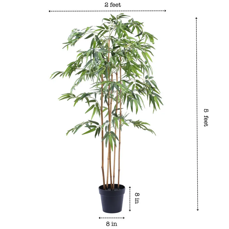 Artificial Realistic Bamboo Plant With Black Plastic Pot - 4.9 Feet media 8