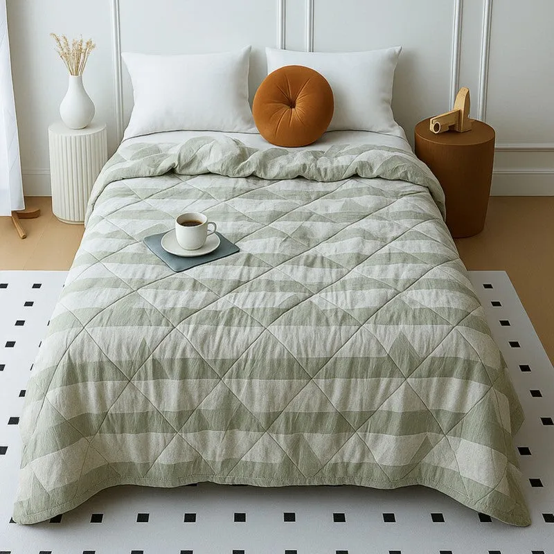 Sage Stipes Comforters  - 300 GSM media 1