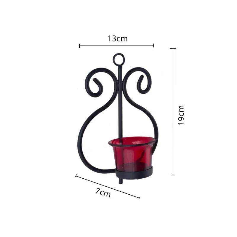 Seina Black Frame Sconce Candle Holder (Red) - Set Of Two media 5