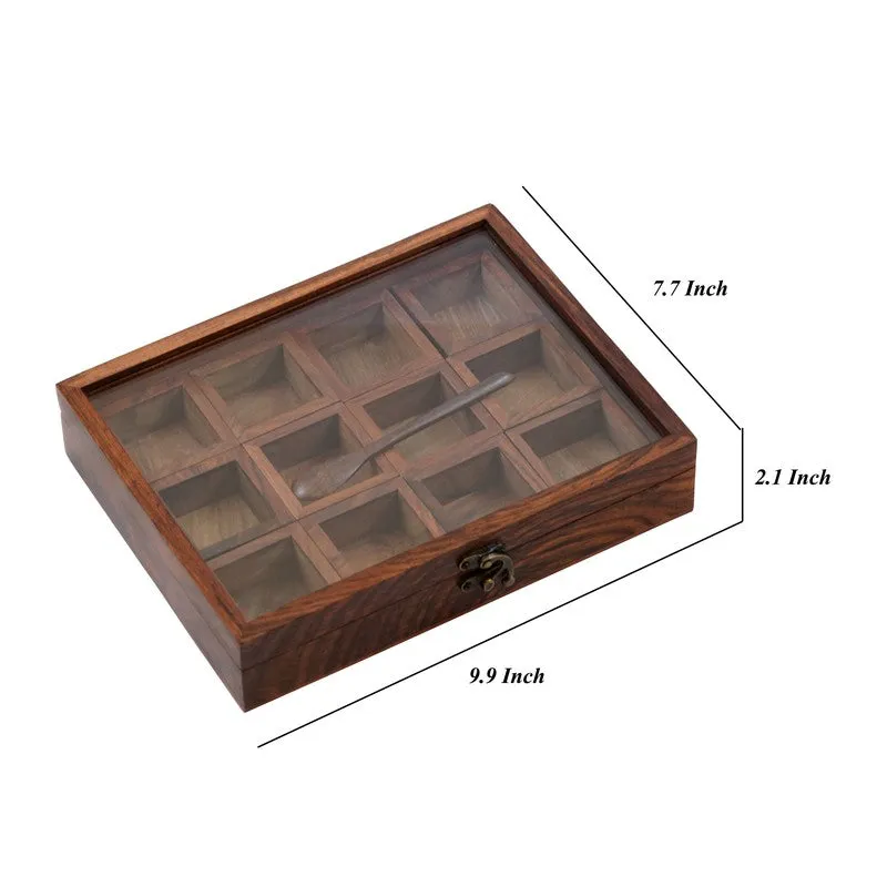 Timber Sheesham Wood Rectangle Masala Box - Fourteen Piece Set media 9