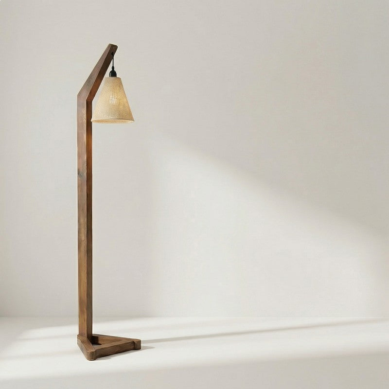 ClassicAura Wooden Floor Lamp - Brown media 8