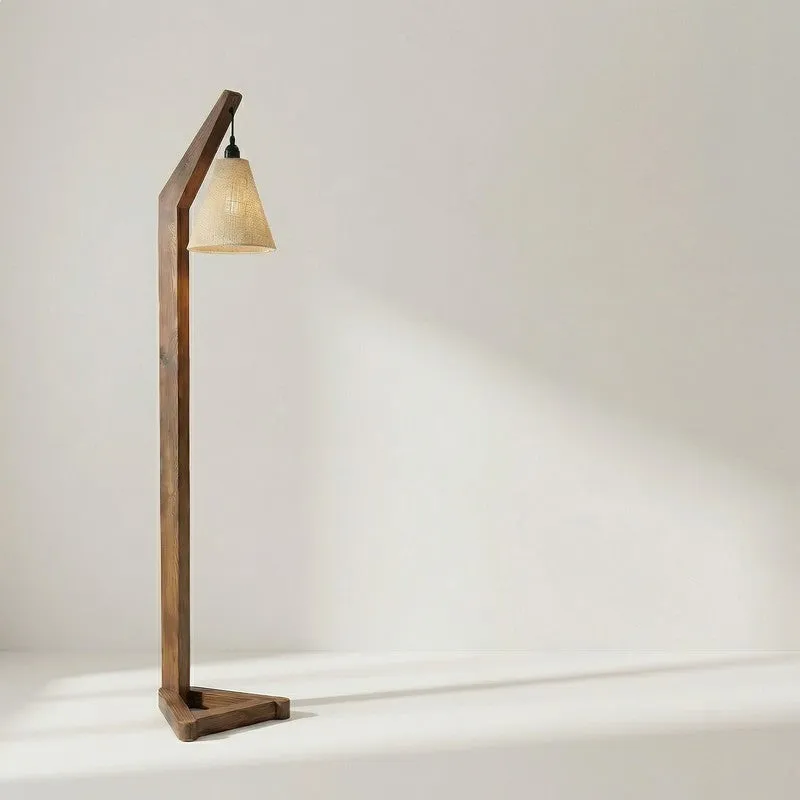 ClassicAura Wooden Floor Lamp - Brown media 8