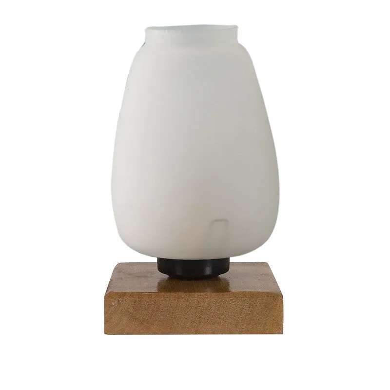 Lumitrex Glass Table Lamp With Wooden Base - White media 5