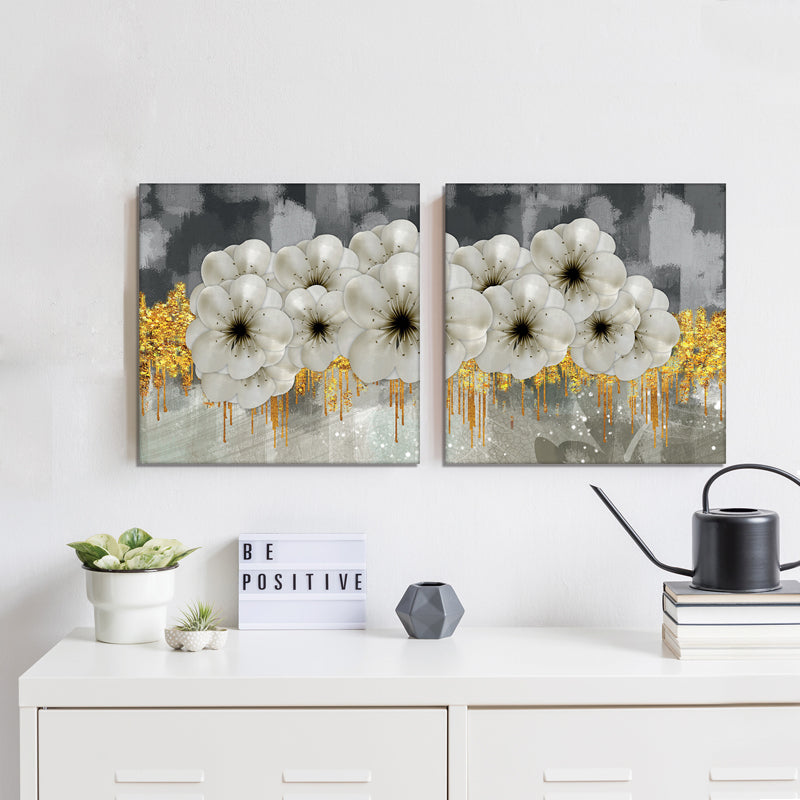 Opal & Gold Canvas Wall Painting - Set Of Two media 5