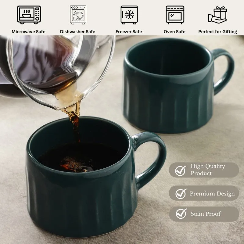 Teal Stoneware Coffee Mug (300 mL Each) - Set Of Two media 9