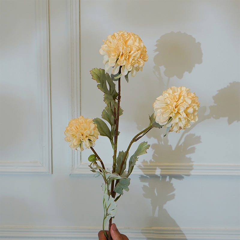 Faux Ball Mum Chrysanthemum Flower Stick (White) - 28 CM media 3