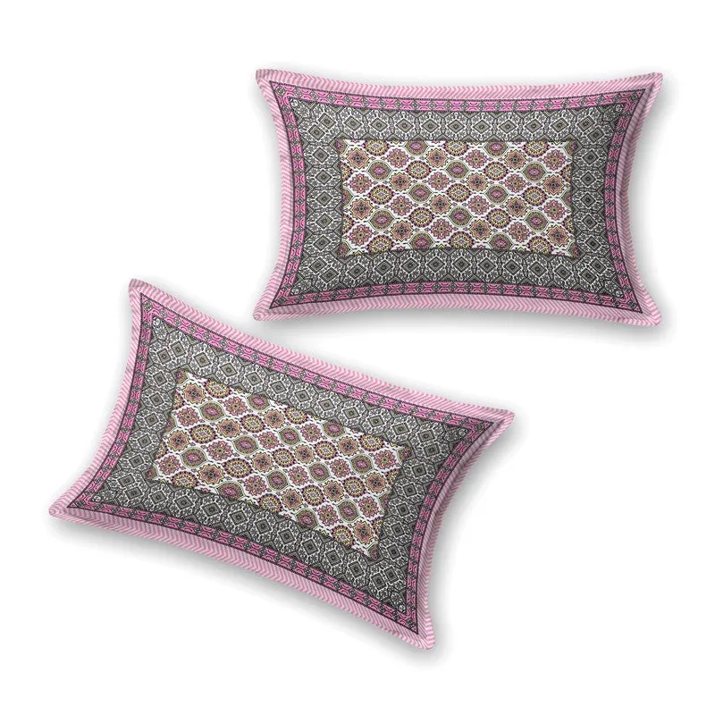 Restiq Ethnic Cotton Bedsheet (Pink)- 240 TC media 6