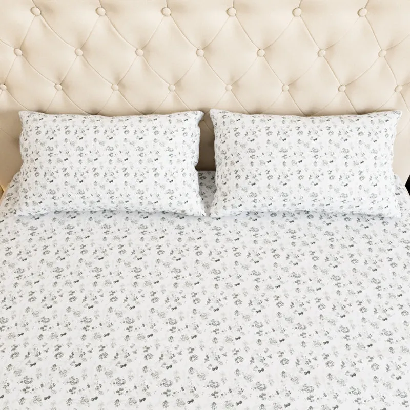 Rosewood Floral Cotton Bedsheet (Green) - 180 TC media 5