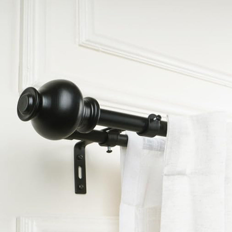 Zellij Duo Extendable 1" Double Curtain Rods With Abstract Finial & Brackets (Black) media 4