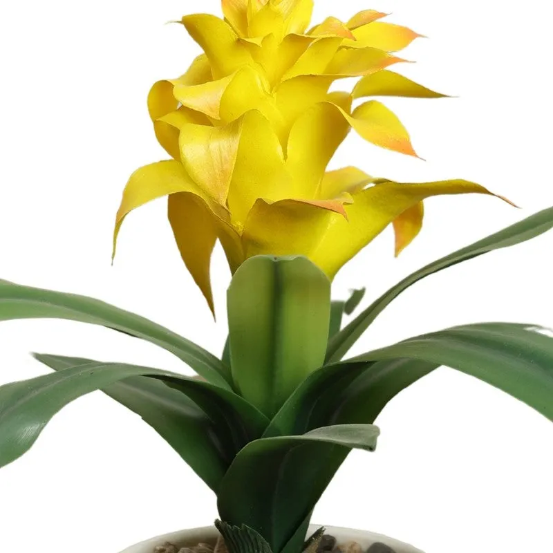 Artificial Yellow Ginger Lily Bonsai Plant With Ceramic Pot - 0.9 Feet media 4