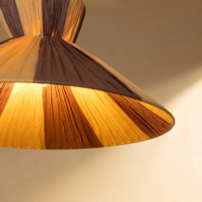 Fig Living Warmora Raffia Ceiling Lamp - Brown & Beige media 9