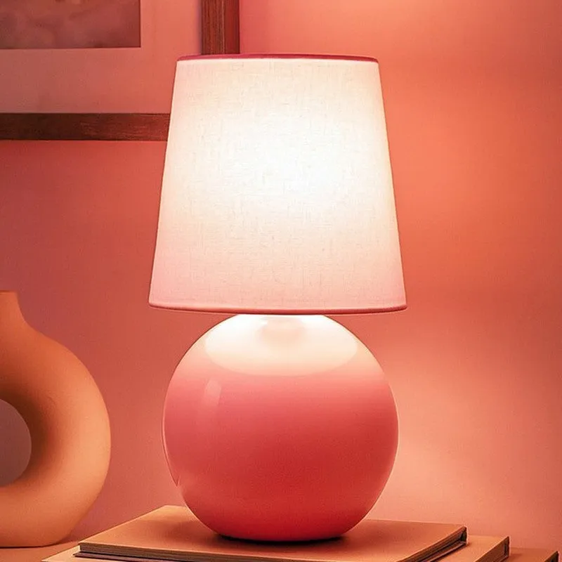 Ibex Orb Ceramic Fabric Table Lamp - Peach media 1
