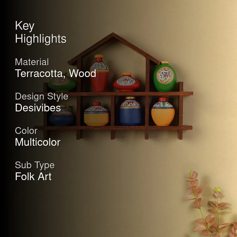 Pari Ghar Warli Terracotta & Wood Wall Accent - Nine Piece Set media 2