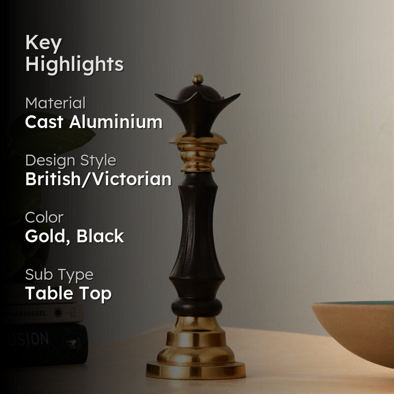 Elegant  Queen Chess Piece - Gold,Black media 2
