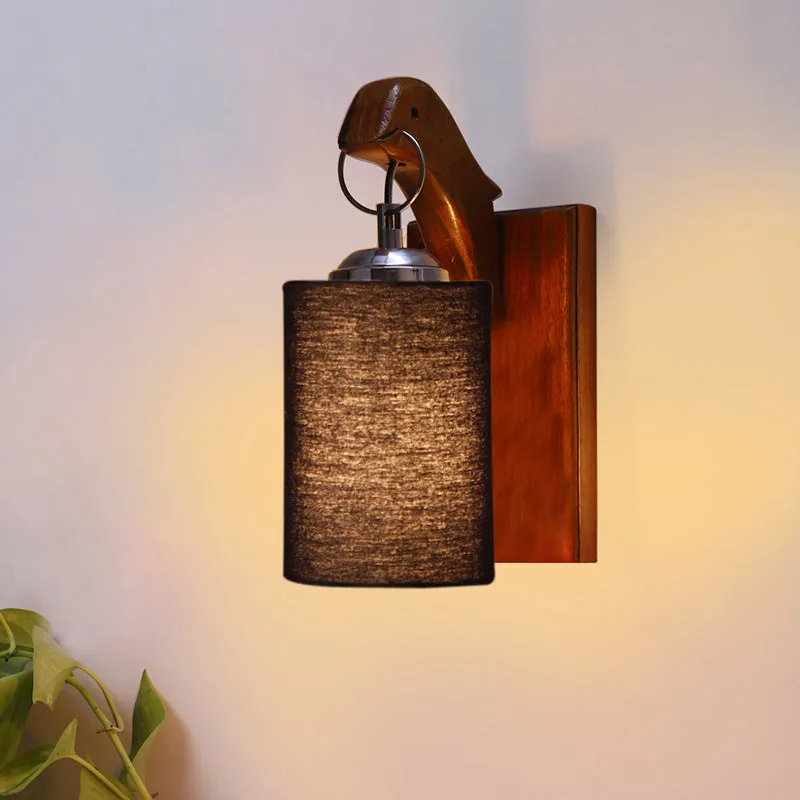 Estrella Wooden Wall Lamp - Black media 1