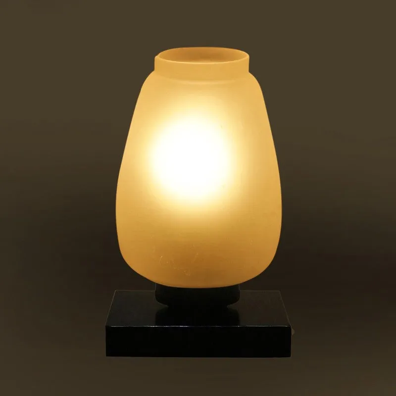 Lumix Glass Table Lamp With Wooden Base - White media 8