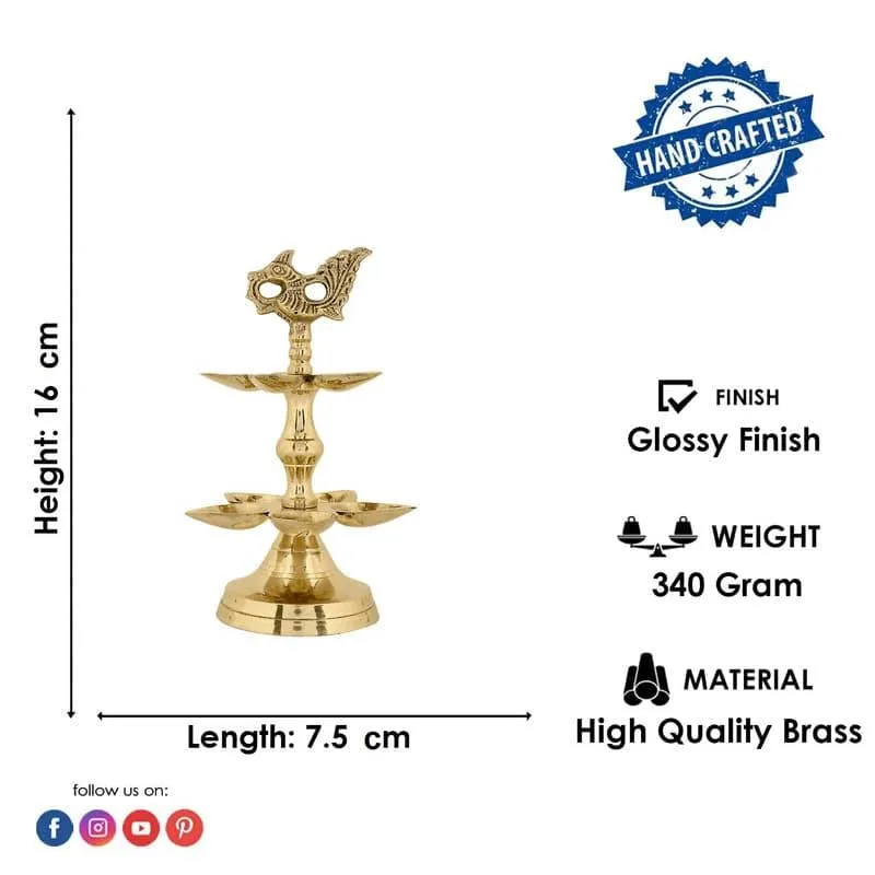 Peacock Ritualistic Brass Lamp - Small media 5