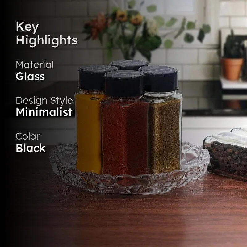 Minimalist Glass Salt & Pepper Shaker Set (Black) - Set Of Four media 2