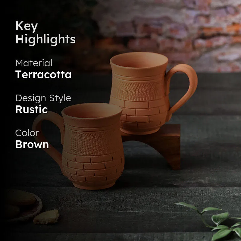 Nireeksha Terracotta Coffee Mug (250 mL Each) - Set of Two media 2