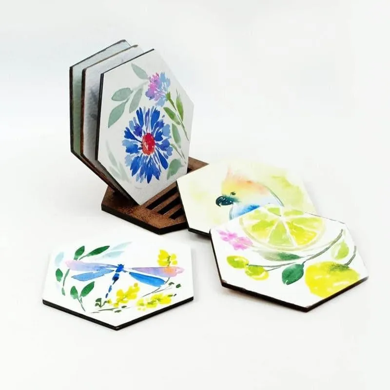 Fantasia Nature Handpainted Coaster - Set Of Six media 1