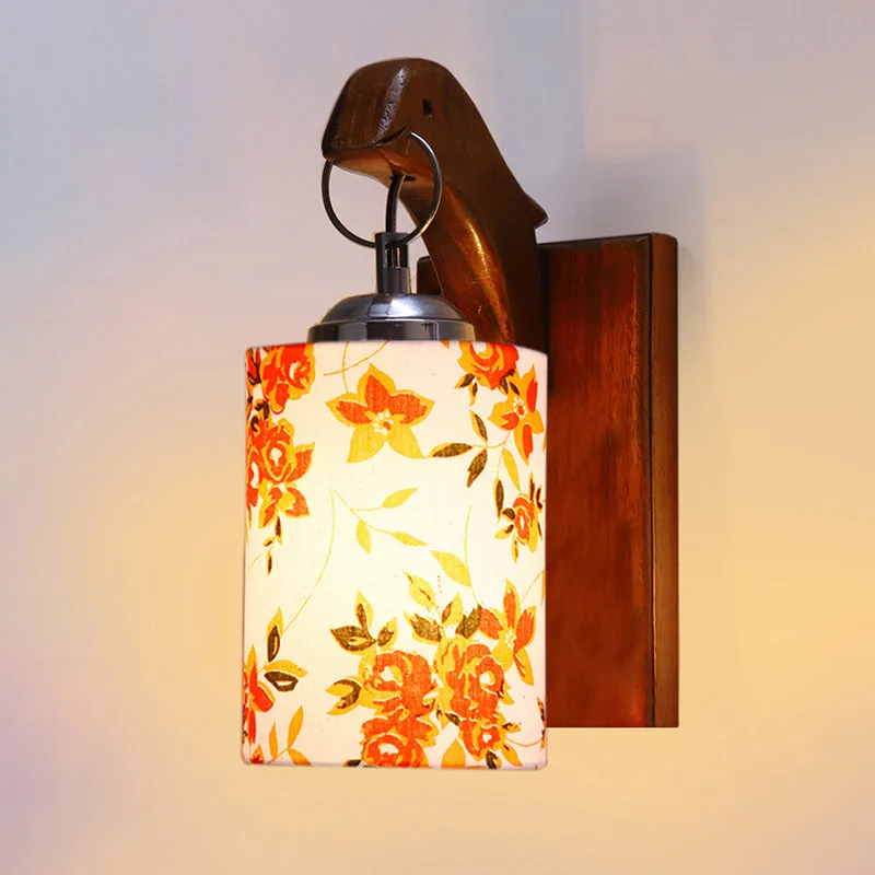 Estrella Printed Wooden Wall Lamp - Orange media 4