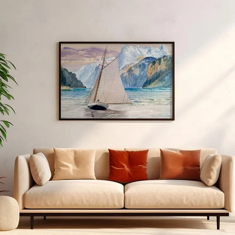 Sailboat Voyage Canvas Wall Painting - Black Frame media 4