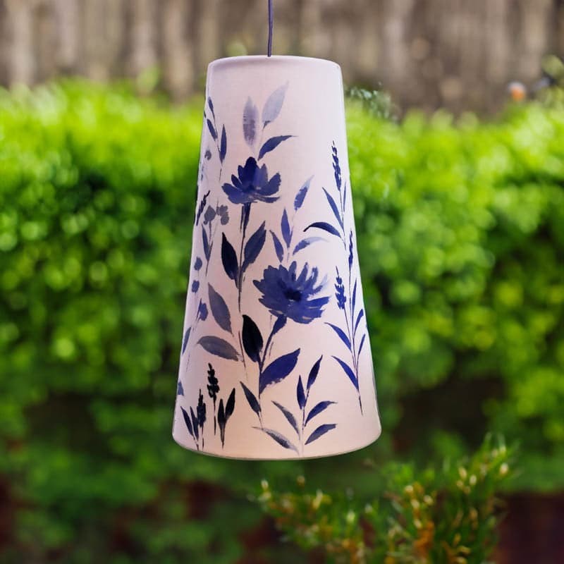 Indigo Blossom Handpainted Fabric Ceiling Lamp media 3