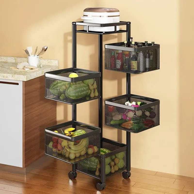 Tidy Mate 5-Tier Corner Storage Rack with Wheels - Black Mild Steel media 1