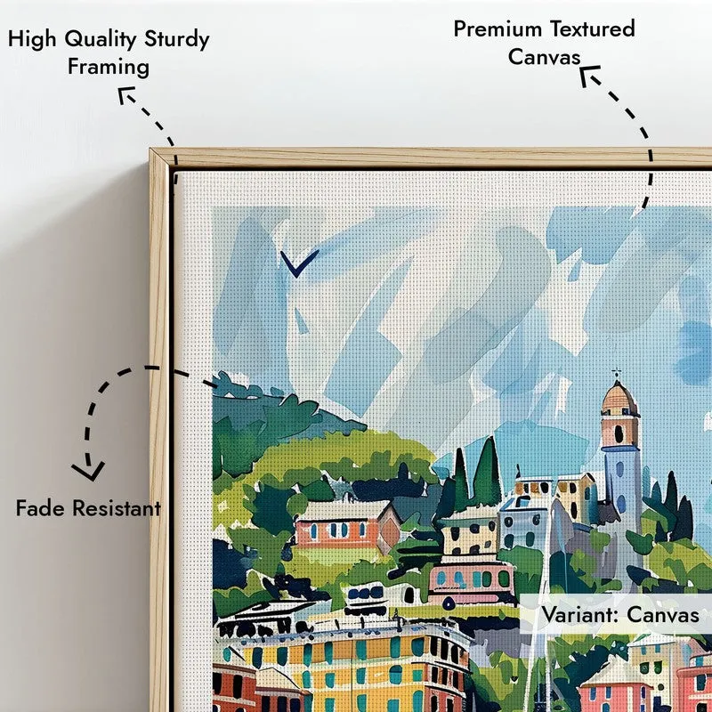 Vintage Portofino Framed Canvas Archival Canvas Wall Painting - Natural Brown Frame media 6
