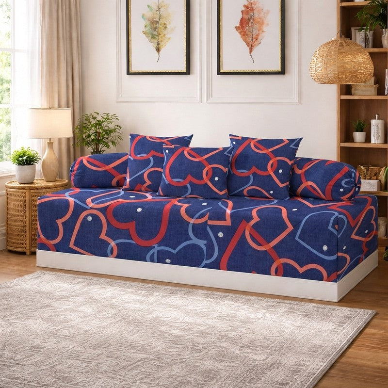 Relique Printed Diwan Set - Six Piece Set