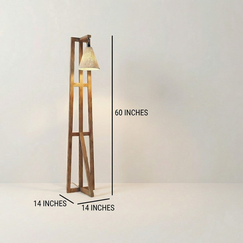 GentleGlow Wooden Floor Lamp - Brown media 10