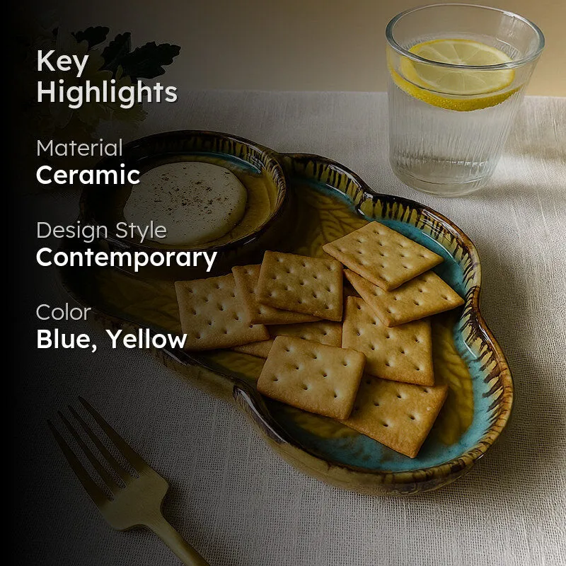 Cloud Glaze Ceramic Chip & Dip Platter media 2