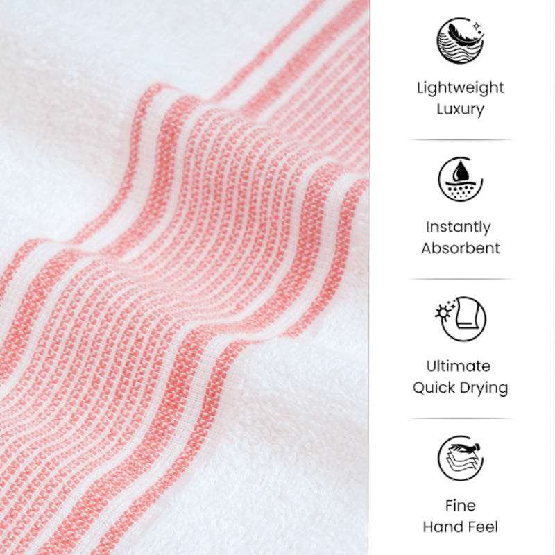 Micro Cotton LuxeDry Comfort Bath Towel - White & Red media 7