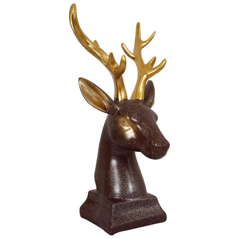Gilded Stag Painted Polyresin Show Piece - Coffee media 3