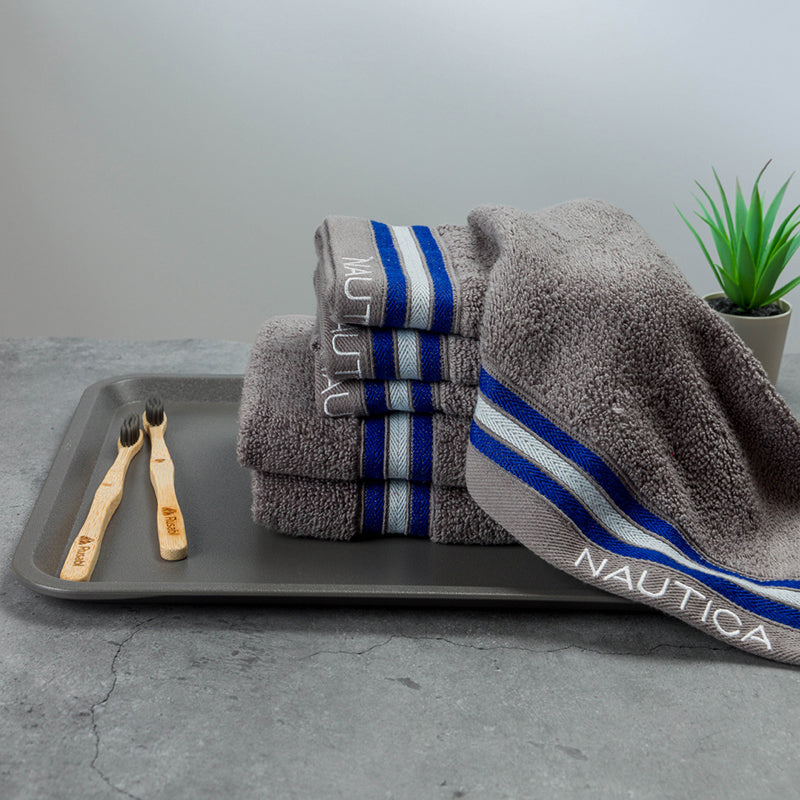 Nautica Dove Down Cotton Towel Set (Grey) - Set Of Six media 3