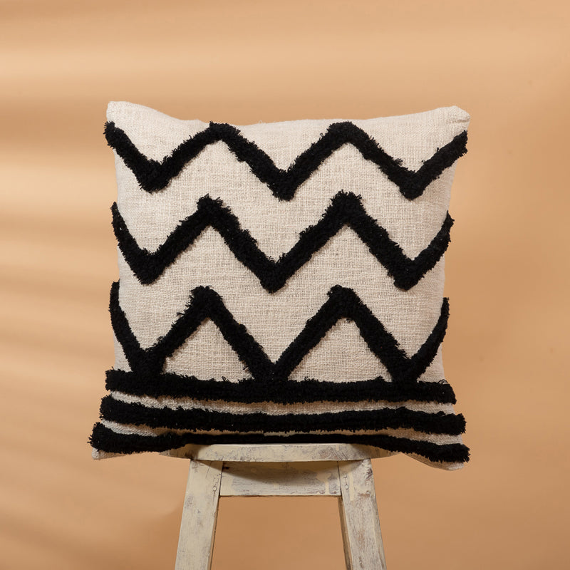 Inky Chevron Tufted Cushion Cover - 18 x 18 Inches