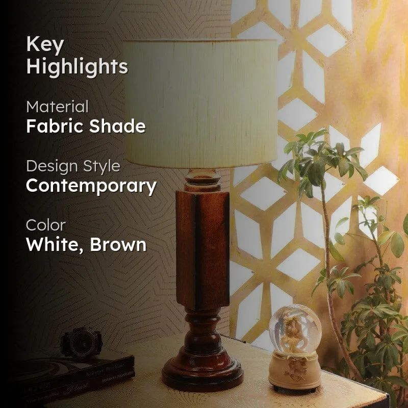 Nora Lilian Fabric Table Lamp - White,Brown media 2