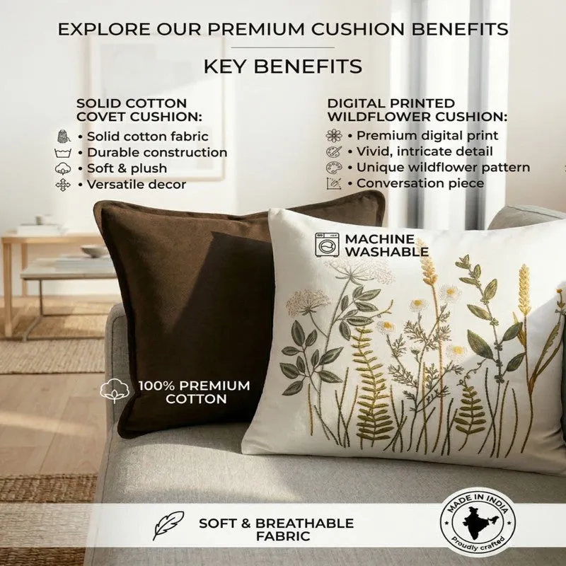 Fresh Printed Cotton Cushion Cover (Brown) - Set of Two - 7
