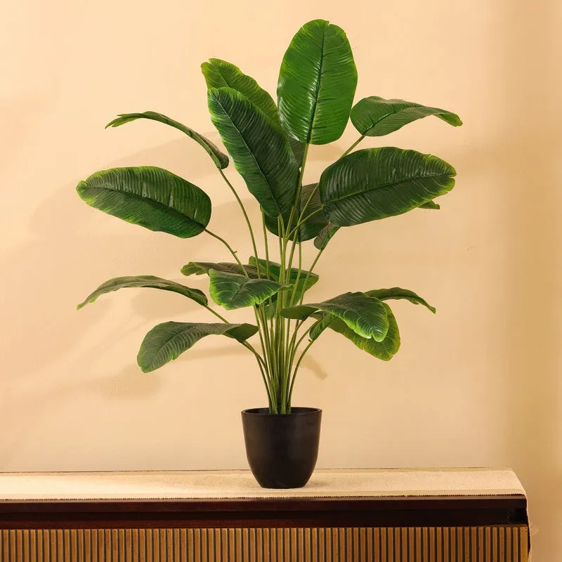 Artificial Banana Plant With Black Plastic Pot - 2 ft media 5