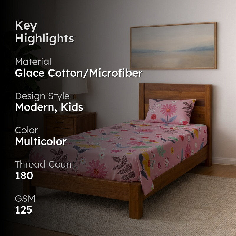 Flower Tales Microfiber Bedsheet - 125 GSM media 2