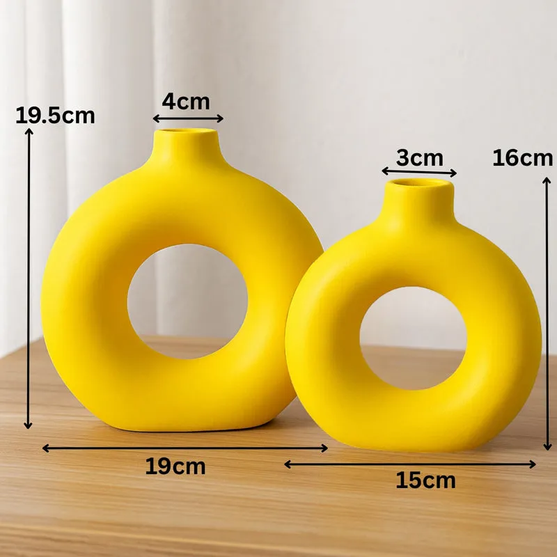 Melo Ceramic Vase (Yellow) - Set Of Two media 8